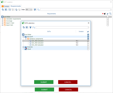 Create a SUT Inheriting requirements from another SUT